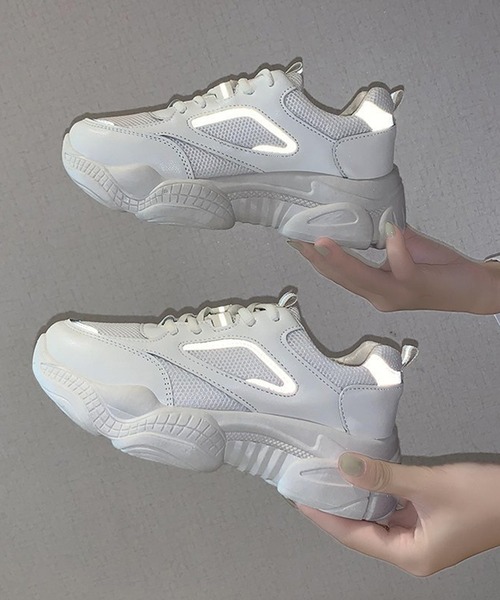 STYLEBLOCK(スタイルブロック)の「リフレクター付きダッドスニーカー(スニーカー・レディース・ホワイト/ベージュ・38/39/37/40/35/36)」の5枚目の写真