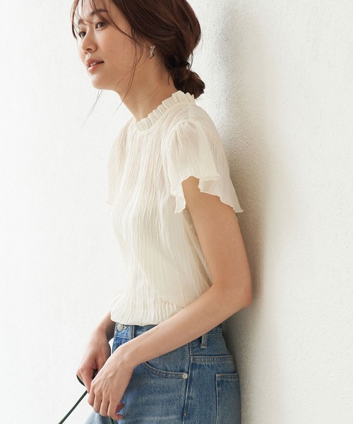 ROPE' PICNIC（ロペピクニック）の「【WEB限定】【2WAY】シアープリーツブラウス（シャツ/ブラウス・レディース・ブラック/オフホワイト/ブルー/ミント・38）」の2枚目の写真