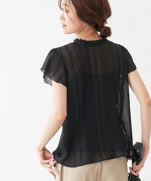 ROPE' PICNIC（ロペピクニック）の「【WEB限定】【2WAY】シアープリーツブラウス（シャツ/ブラウス・レディース・ブラック/オフホワイト/ブルー/ミント・38）」の3枚目の写真