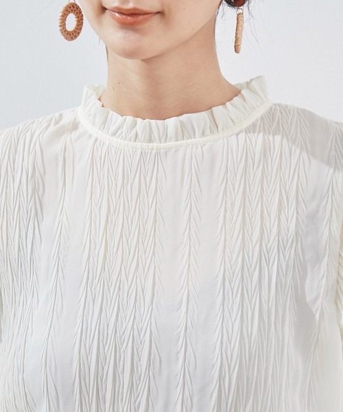 ROPE' PICNIC（ロペピクニック）の「【WEB限定】【2WAY】シアープリーツブラウス（シャツ/ブラウス・レディース・ブラック/オフホワイト/ブルー/ミント・38）」の7枚目の写真