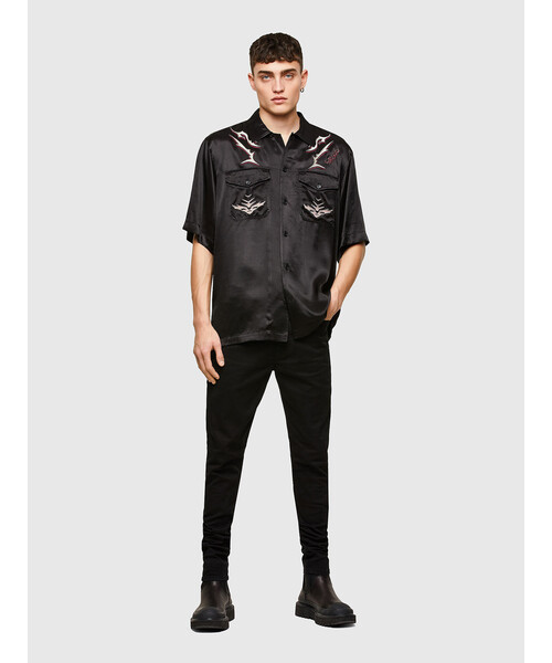 DIESEL（ディーゼル）の「メンズ シャツ 半そで サテン素材（シャツ/ブラウス・メンズ・ブラック/その他・SMALL/MEDIUM/LARGE/X-LARGE/XX-LARGE/X-SMALL）」の6枚目の写真
