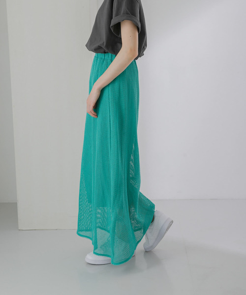 KBF（ケイビーエフ）の「メッシュフレアスカート（スカート・レディース・ライトカーキ/ナチュラル/グリーン系その他・ONE）」の7枚目の写真