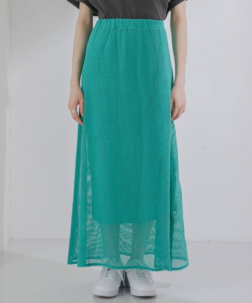 KBF（ケイビーエフ）の「メッシュフレアスカート（スカート・レディース・ライトカーキ/ナチュラル/グリーン系その他・ONE）」の8枚目の写真