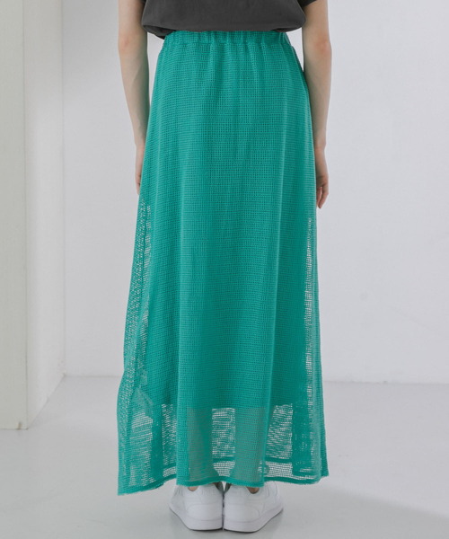 KBF（ケイビーエフ）の「メッシュフレアスカート（スカート・レディース・ライトカーキ/ナチュラル/グリーン系その他・ONE）」の6枚目の写真