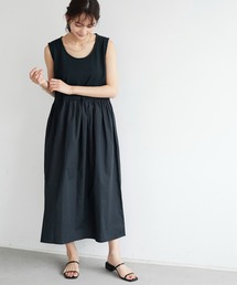 CRAFT STANDARD BOUTIQUE | 異素材コンビネーションスリーブレスワンピース　＊(ワンピース)