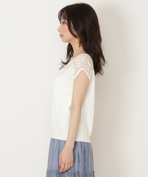 WILLSELECTION（ウィルセレクション）の「シアー楊柳×刺繍ニット（ニット/セーター・レディース・オフホワイト/ブラック/サックスブルー/ピンク・MEDIUM）」の8枚目の写真