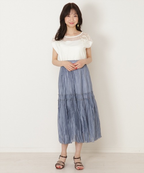 WILLSELECTION（ウィルセレクション）の「シアー楊柳×刺繍ニット（ニット/セーター・レディース・オフホワイト/ブラック/サックスブルー/ピンク・MEDIUM）」の10枚目の写真