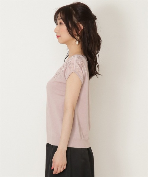 WILLSELECTION（ウィルセレクション）の「シアー楊柳×刺繍ニット（ニット/セーター・レディース・オフホワイト/ブラック/サックスブルー/ピンク・MEDIUM）」の14枚目の写真