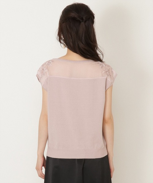 WILLSELECTION（ウィルセレクション）の「シアー楊柳×刺繍ニット（ニット/セーター・レディース・オフホワイト/ブラック/サックスブルー/ピンク・MEDIUM）」の15枚目の写真