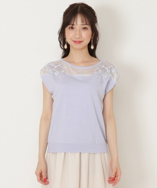 WILLSELECTION（ウィルセレクション）の「シアー楊柳×刺繍ニット（ニット/セーター・レディース・オフホワイト/ブラック/サックスブルー/ピンク・MEDIUM）」の19枚目の写真