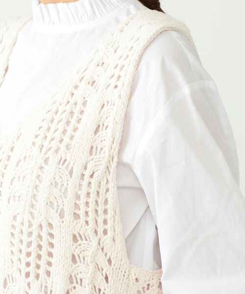 CAROLINA GLASER（カロリナ グレイサー）の「CAROLINA GLASER / モール糸透かしニット ワンピース（ワンピース・レディース・ブラック/オフホワイト・ONE SIZE）」の4枚目の写真