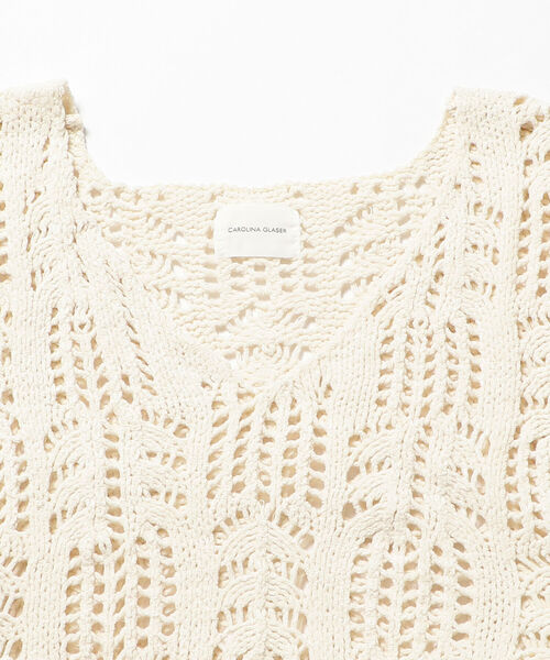 CAROLINA GLASER（カロリナ グレイサー）の「CAROLINA GLASER / モール糸透かしニット ワンピース（ワンピース・レディース・ブラック/オフホワイト・ONE SIZE）」の12枚目の写真