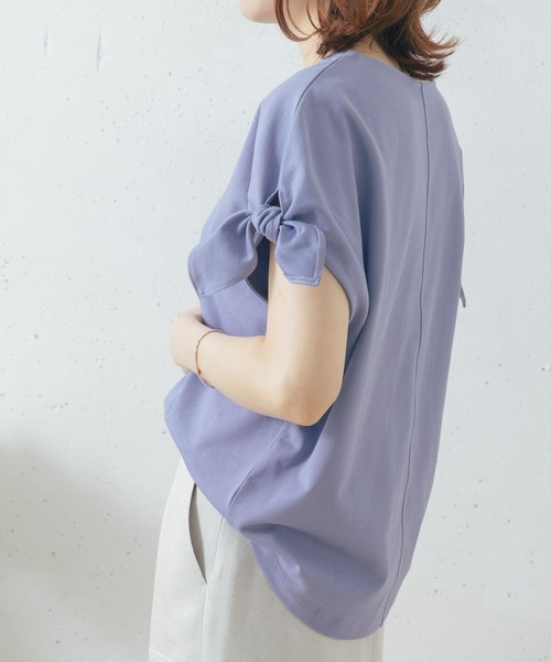 URBAN RESEARCH ROSSO WOMEN（アーバンリサーチ　ロッソ）の「URTECH+抗菌 リボンコクーンプルオーバー（Tシャツ/カットソー・レディース・ブラック/オフホワイト/ラベンダー・FREE）」の4枚目の写真