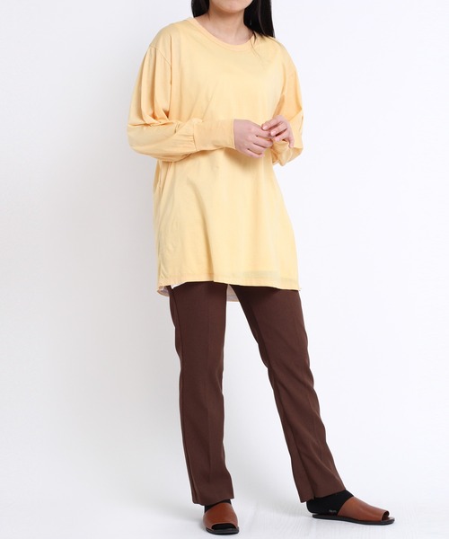 Audition（オーディション）の「M1728 バナナスリーブタックロングTシャツ（Tシャツ/カットソー・レディース・ホワイト/イエロー/ブラック・MEDIUM）」の6枚目の写真