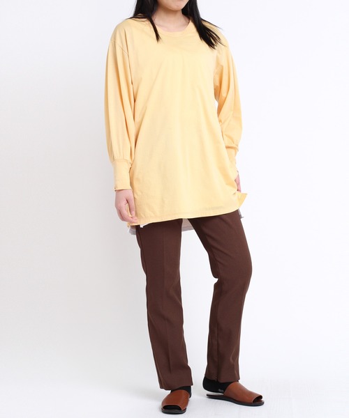 Audition（オーディション）の「M1728 バナナスリーブタックロングTシャツ（Tシャツ/カットソー・レディース・ホワイト/イエロー/ブラック・MEDIUM）」の5枚目の写真