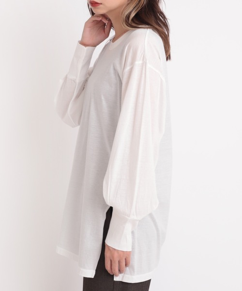 Audition（オーディション）の「M1728 バナナスリーブタックロングTシャツ（Tシャツ/カットソー・レディース・ホワイト/イエロー/ブラック・MEDIUM）」の19枚目の写真