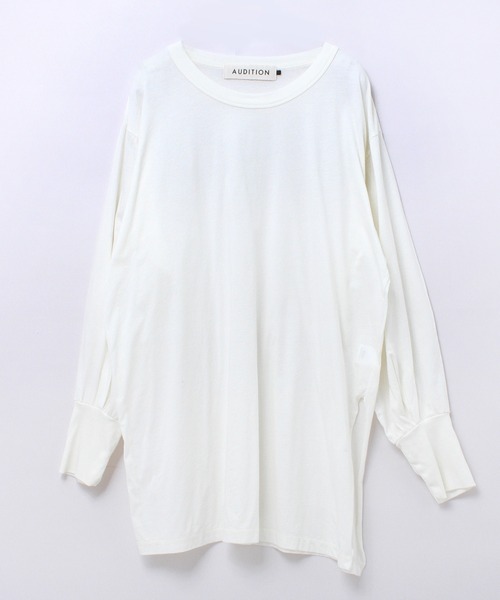 Audition（オーディション）の「M1728 バナナスリーブタックロングTシャツ（Tシャツ/カットソー・レディース・ホワイト/イエロー/ブラック・MEDIUM）」の18枚目の写真