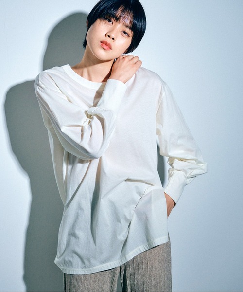 Audition（オーディション）の「M1728 バナナスリーブタックロングTシャツ（Tシャツ/カットソー・レディース・ホワイト/イエロー/ブラック・MEDIUM）」の14枚目の写真