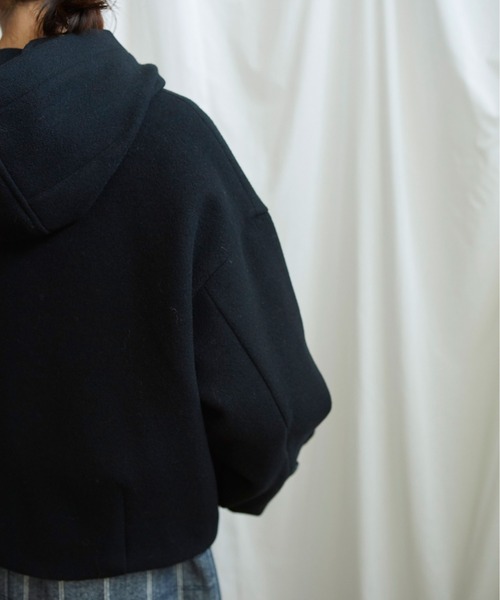 Lene（レネ）の「2重織メルトン　フードショートコート（その他アウター・レディース・ホワイト/カーキ/ブラック・FREE）」の18枚目の写真
