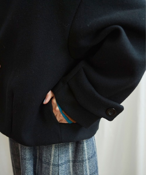 Lene（レネ）の「2重織メルトン　フードショートコート（その他アウター・レディース・ホワイト/カーキ/ブラック・FREE）」の21枚目の写真