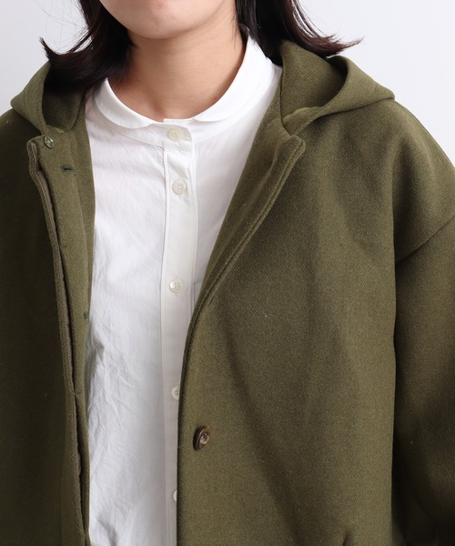 Lene（レネ）の「2重織メルトン　フードショートコート（その他アウター・レディース・ホワイト/カーキ/ブラック・FREE）」の13枚目の写真