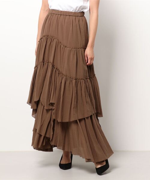 CASA FLINE（カーサフライン）の「コットンティアードスカート（スカート・レディース・カーキ/ブラック・FREE）」の9枚目の写真