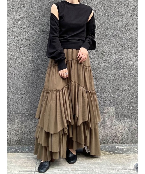 CASA FLINE（カーサフライン）の「コットンティアードスカート（スカート・レディース・カーキ/ブラック・FREE）」の11枚目の写真