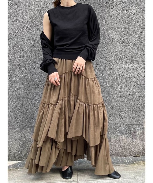 CASA FLINE（カーサフライン）の「コットンティアードスカート（スカート・レディース・カーキ/ブラック・FREE）」の10枚目の写真