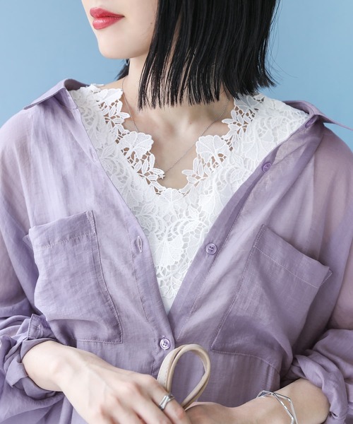 osharewalker(オシャレウォーカー)の「【廃盤】『幅広レースコットンタンク』(タンクトップ・レディース・アイボリー/ブラック・1/2)」の5枚目の写真