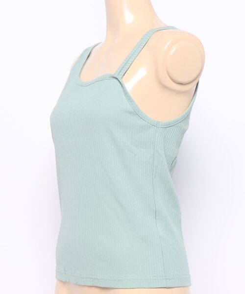 VENCEEXCHANGE（ヴァンスエクスチェンジ）の「リブアシメタンクトップ（タンクトップ・レディース・オリーブ/オフホワイト/ブラウン・M）」の4枚目の写真