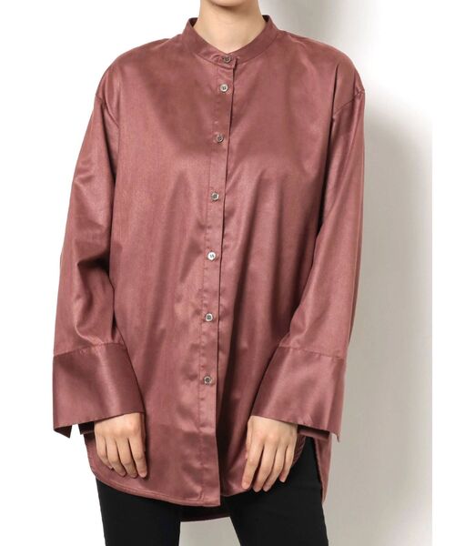 MURUA（ムルーア）の「ノーカラーチンツシャツ（シャツ/ブラウス・レディース・パープル/ブラウン/アイボリー・FREE）」の6枚目の写真