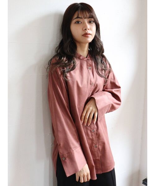 MURUA（ムルーア）の「ノーカラーチンツシャツ（シャツ/ブラウス・レディース・パープル/ブラウン/アイボリー・FREE）」の9枚目の写真