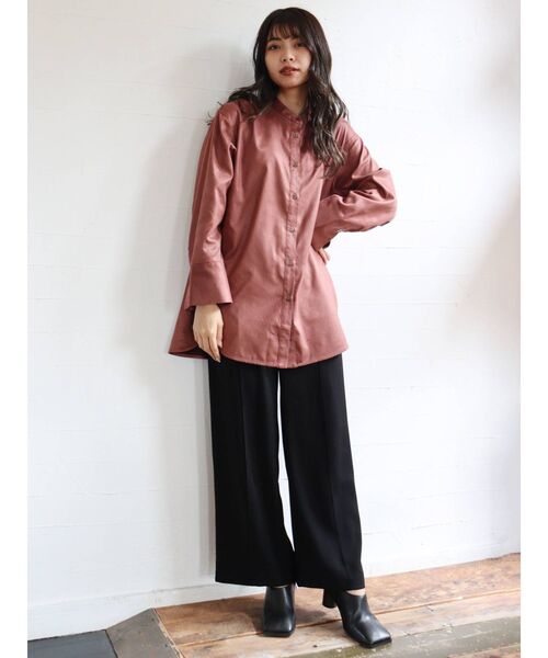 MURUA（ムルーア）の「ノーカラーチンツシャツ（シャツ/ブラウス・レディース・パープル/ブラウン/アイボリー・FREE）」の10枚目の写真