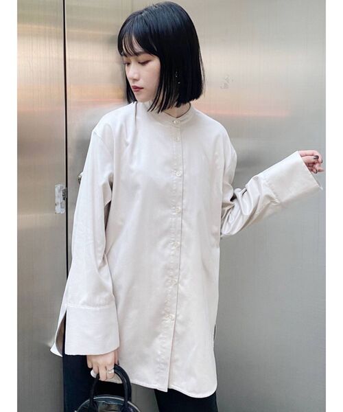 MURUA（ムルーア）の「ノーカラーチンツシャツ（シャツ/ブラウス・レディース・パープル/ブラウン/アイボリー・FREE）」の13枚目の写真