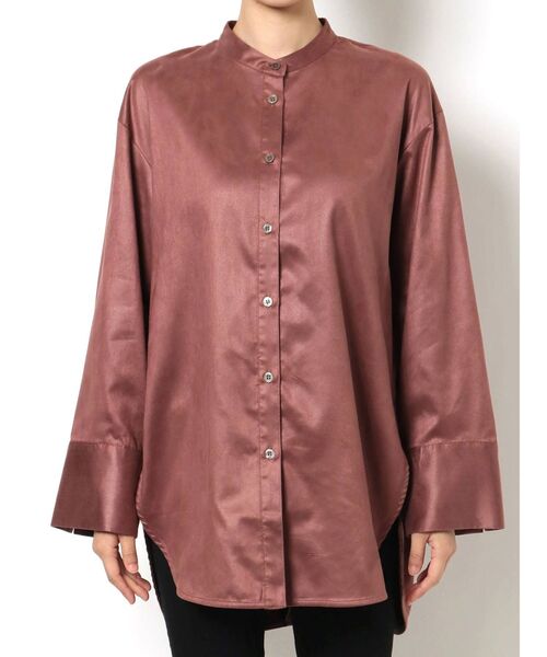 MURUA（ムルーア）の「ノーカラーチンツシャツ（シャツ/ブラウス・レディース・パープル/ブラウン/アイボリー・FREE）」の14枚目の写真