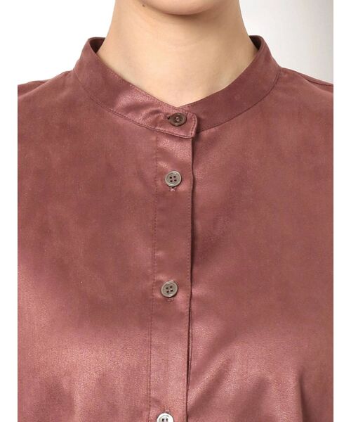 MURUA（ムルーア）の「ノーカラーチンツシャツ（シャツ/ブラウス・レディース・パープル/ブラウン/アイボリー・FREE）」の17枚目の写真