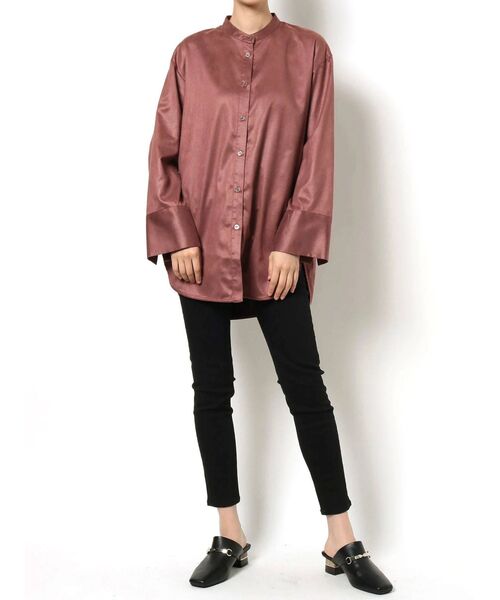 MURUA（ムルーア）の「ノーカラーチンツシャツ（シャツ/ブラウス・レディース・パープル/ブラウン/アイボリー・FREE）」の20枚目の写真