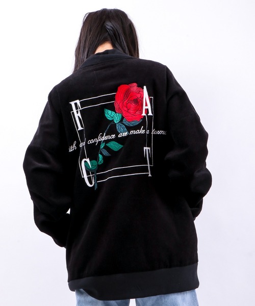 RE730(アールイーセブンサーティー)の「RE730 薔薇刺繍 コーデュロイ ビッグシルエット スタジアムブルゾン(ブルゾン・メンズ・サックスブルー/ブラック/グレー・M/L/XL)」の5枚目の写真