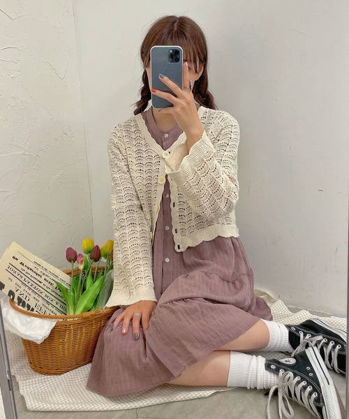 WEGO（ウィゴー）の「WEGO/透かし編み裾フリルカーディガン（カーディガン/ボレロ・レディース・ホワイト系その他/ホワイト・FREE）」の8枚目の写真