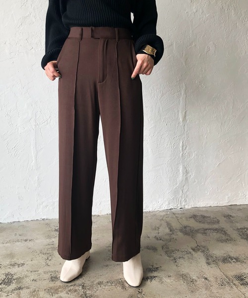 210nouve（トゥージュヌーブ）の「センタープレスワイドパンツ（その他パンツ・レディース・パープル/ブルー/ライトベージュ/ブラウン・FREE）」の2枚目の写真