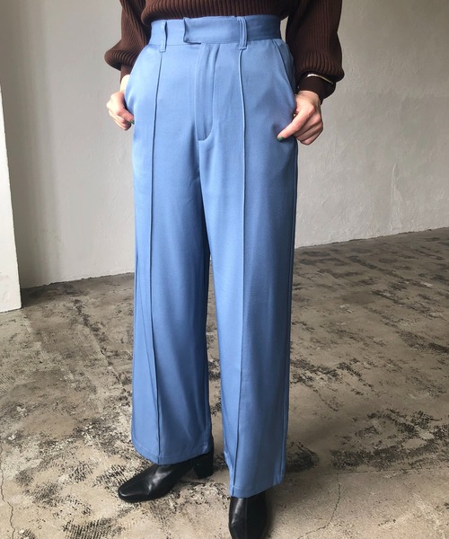 210nouve（トゥージュヌーブ）の「センタープレスワイドパンツ（その他パンツ・レディース・パープル/ブルー/ライトベージュ/ブラウン・FREE）」の4枚目の写真