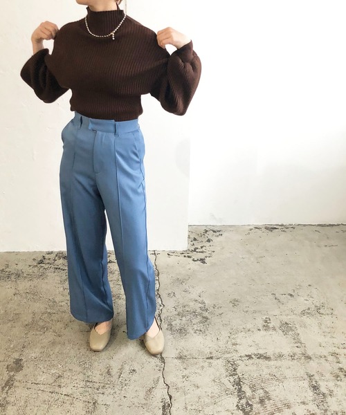 210nouve（トゥージュヌーブ）の「センタープレスワイドパンツ（その他パンツ・レディース・パープル/ブルー/ライトベージュ/ブラウン・FREE）」の19枚目の写真