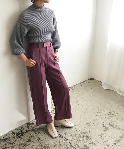 210nouve（トゥージュヌーブ）の「センタープレスワイドパンツ（その他パンツ・レディース・パープル/ブルー/ライトベージュ/ブラウン・FREE）」の7枚目の写真