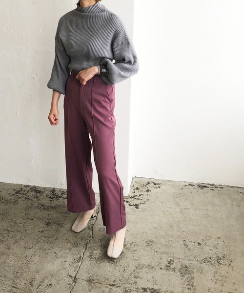 210nouve（トゥージュヌーブ）の「センタープレスワイドパンツ（その他パンツ・レディース・パープル/ブルー/ライトベージュ/ブラウン・FREE）」の8枚目の写真