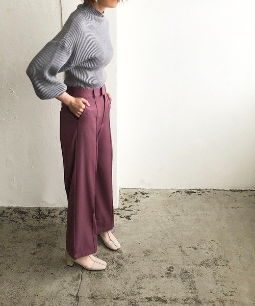 210nouve（トゥージュヌーブ）の「センタープレスワイドパンツ（その他パンツ・レディース・パープル/ブルー/ライトベージュ/ブラウン・FREE）」の9枚目の写真
