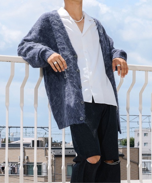 Ellno Loset(エルノロゼット)の「モヘアライクカーディガン(カーディガン/ボレロ・メンズ・ライトグレー/ダークブルー/ブラック/レッド・MEDIUM/LARGE)」の3枚目の写真