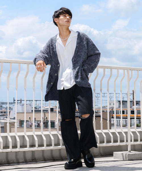 Ellno Loset(エルノロゼット)の「モヘアライクカーディガン(カーディガン/ボレロ・メンズ・ライトグレー/ダークブルー/ブラック/レッド・MEDIUM/LARGE)」の5枚目の写真