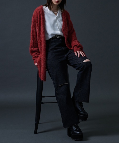 Ellno Loset(エルノロゼット)の「モヘアライクカーディガン(カーディガン/ボレロ・メンズ・ライトグレー/ダークブルー/ブラック/レッド・MEDIUM/LARGE)」の17枚目の写真