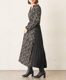 Lui's | バックプリーツフラワープリント切替ワンピース(ワンピース)