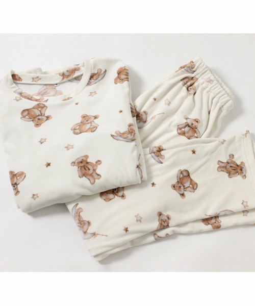 【即日発送‼️】テディベア ルームウェアセット セール】【ぷちもこ素材】おやすみテディベア柄ルームウェア